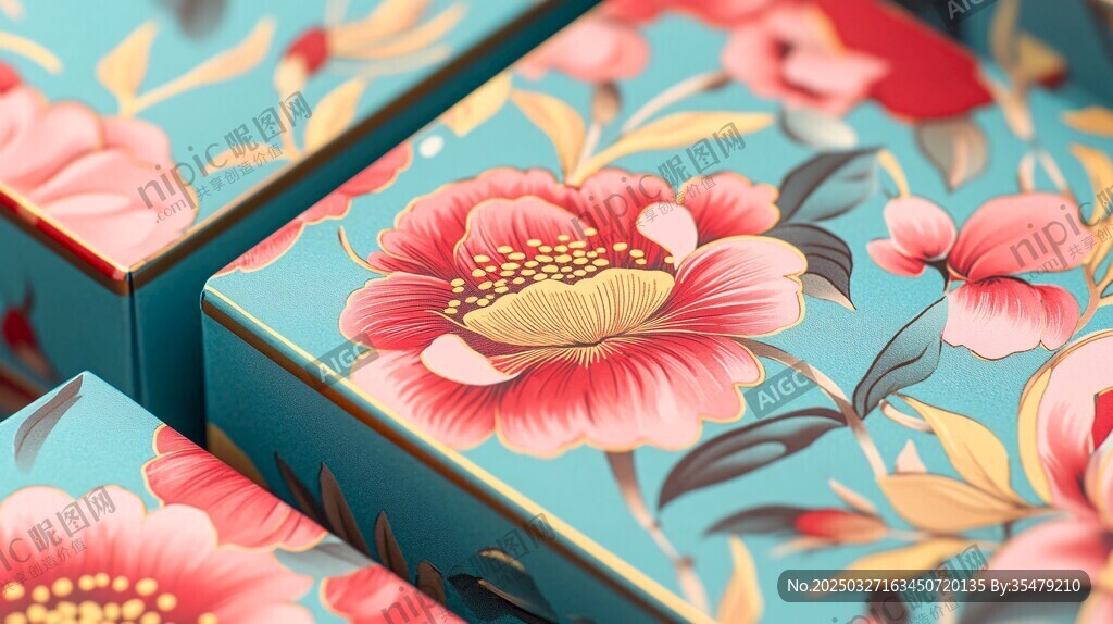 蓝底繁花包装盒