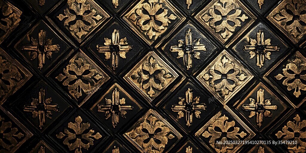 黑金几何花纹复古墙面