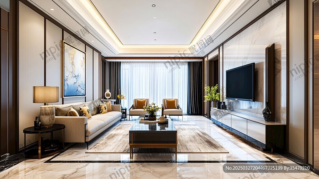 现代轻奢风客厅优雅空间