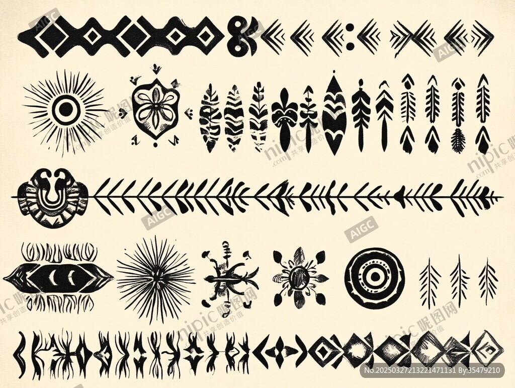 部落风黑白装饰图案集合