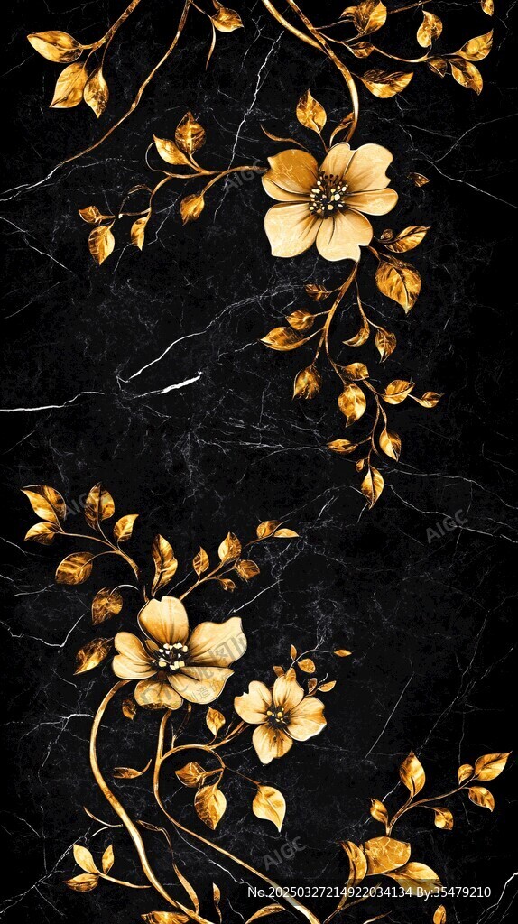 黑金花卉图案 奢华艺术风