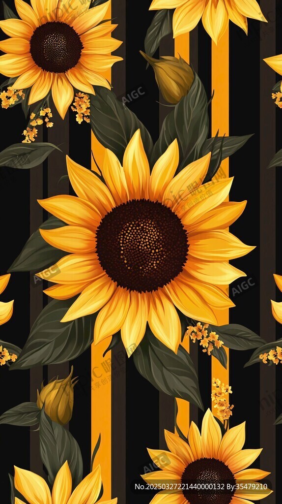 向日葵花卉条纹图案背景