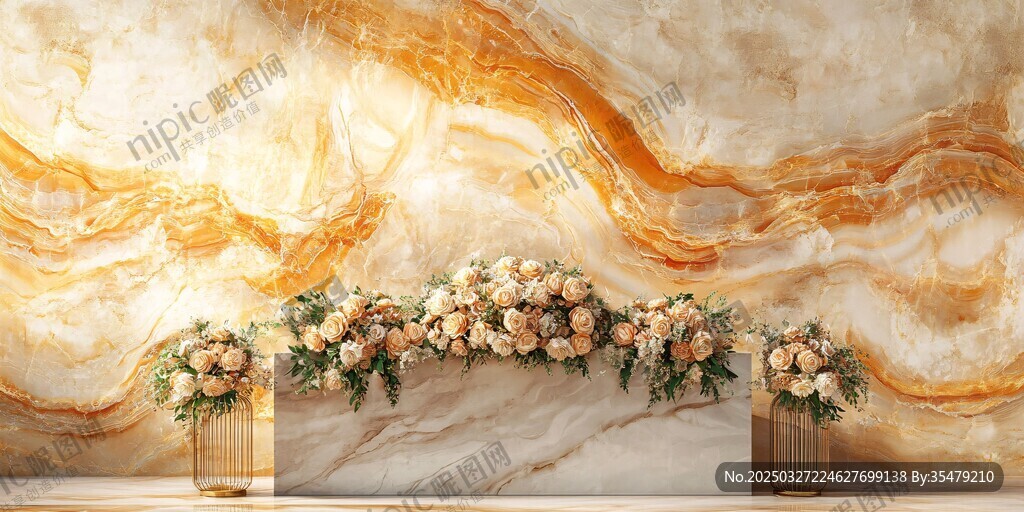 奢华大理石背景婚礼布置