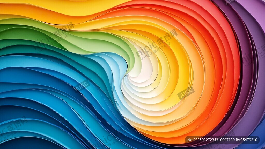 彩虹色波浪纹理图案