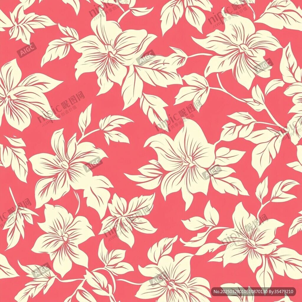 粉色底花卉无缝图案