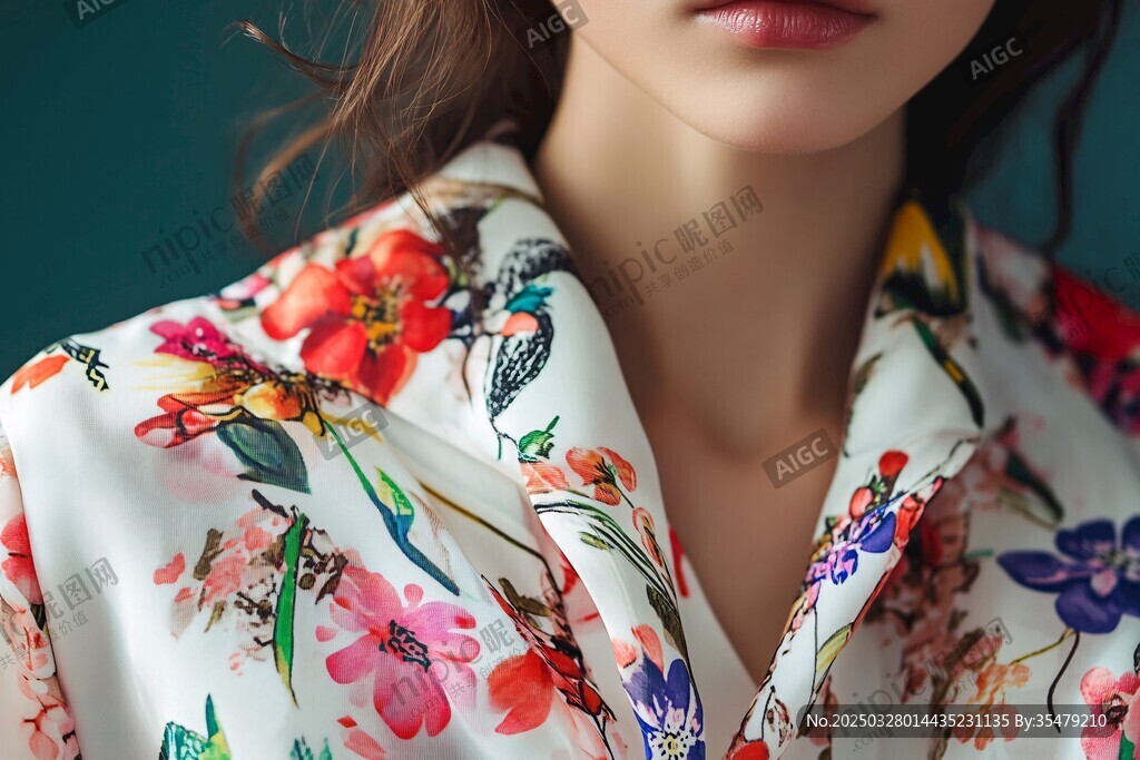 印花衬衫女性特写