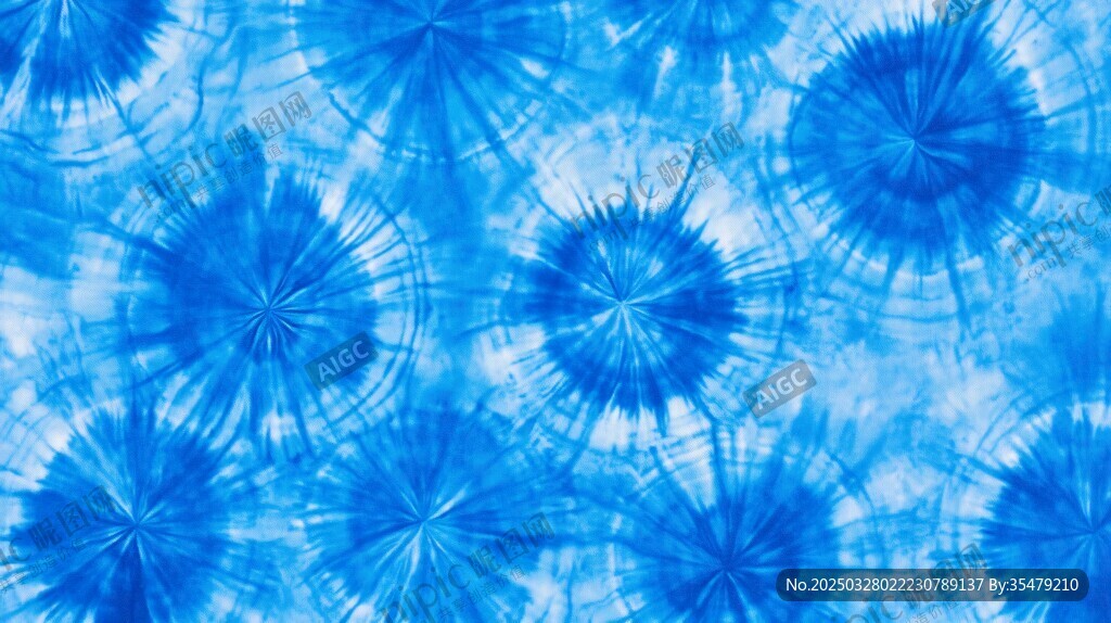 蓝色扎染风花纹图案