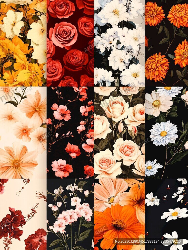 多彩花卉图案素材集合