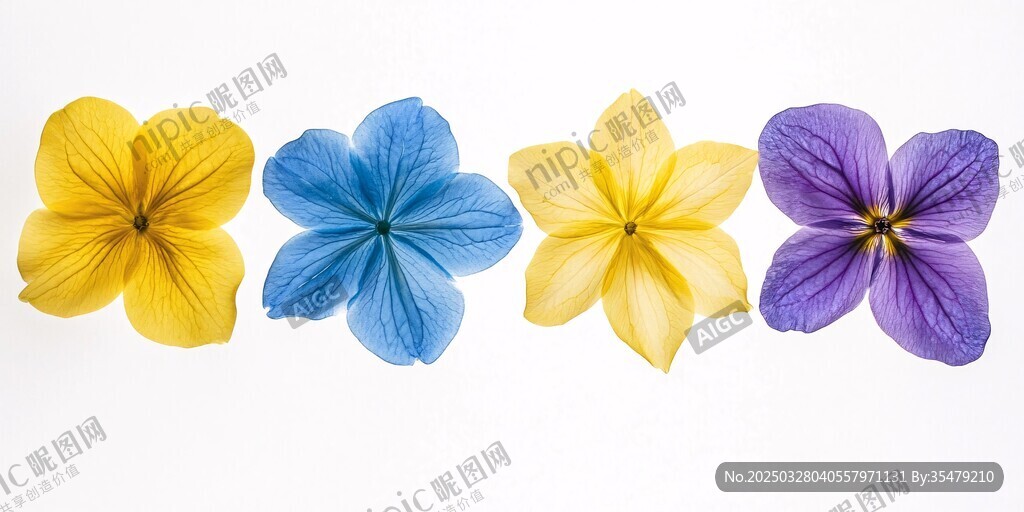 四色花卉绽放的美丽瞬间