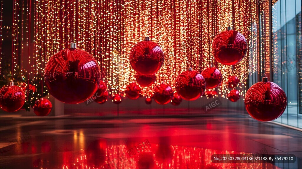 红色圣诞球营造节日氛围