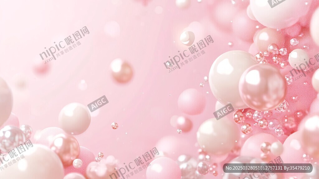 梦幻粉色珍珠气泡背景图