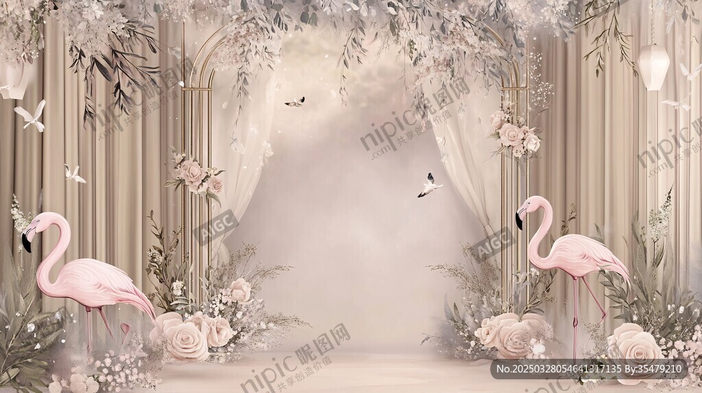 梦幻火烈鸟花卉婚礼场景