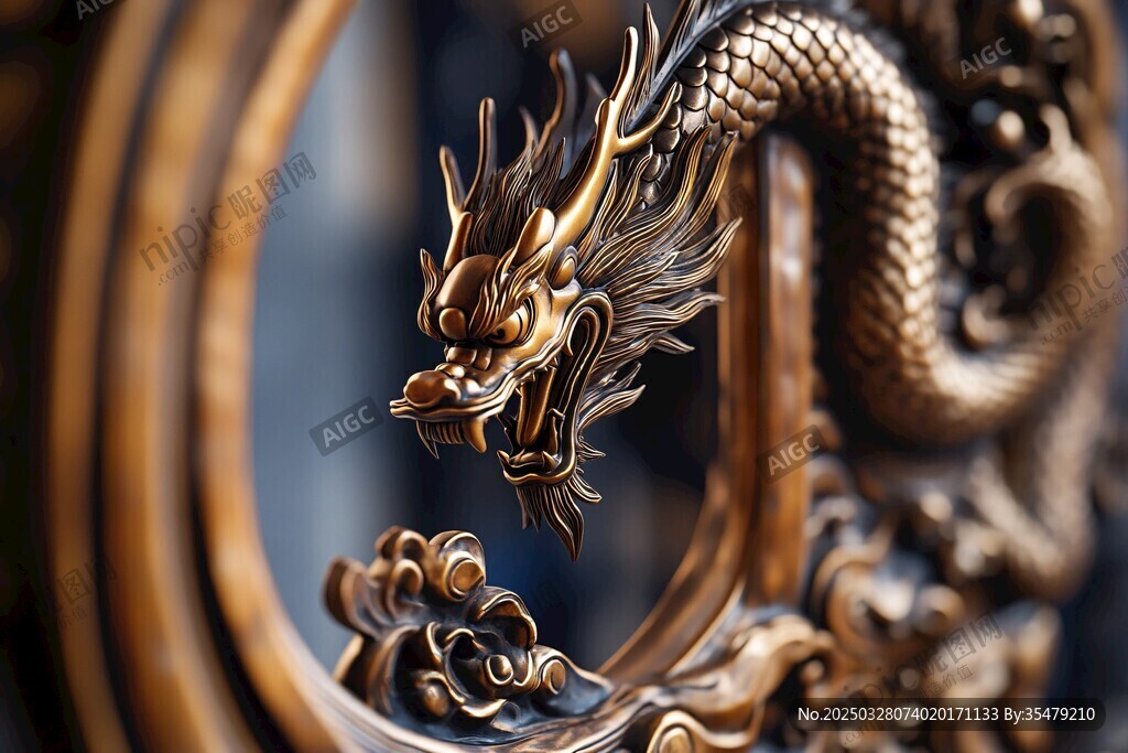 中式龙雕细节特写