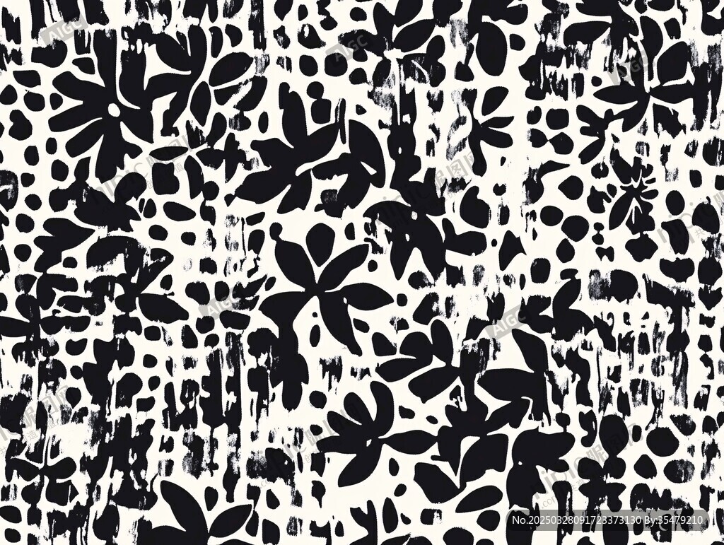 黑白花卉抽象图案纹理