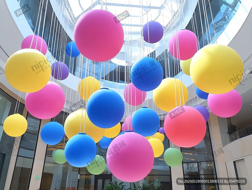室内彩色气球装饰景观