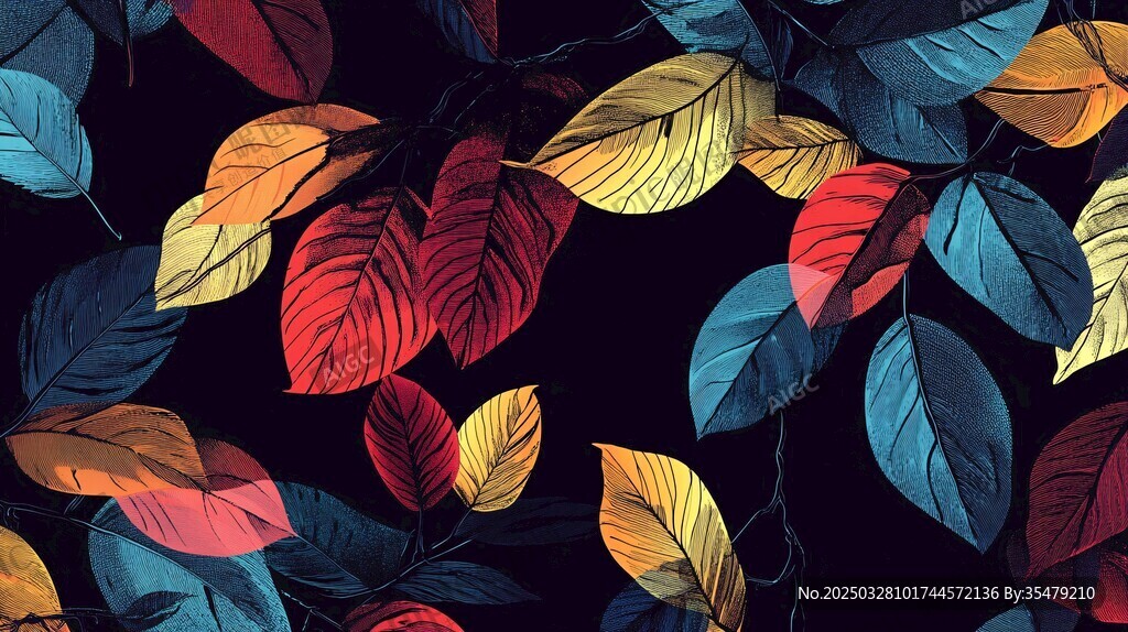 多彩树叶图案背景纹理