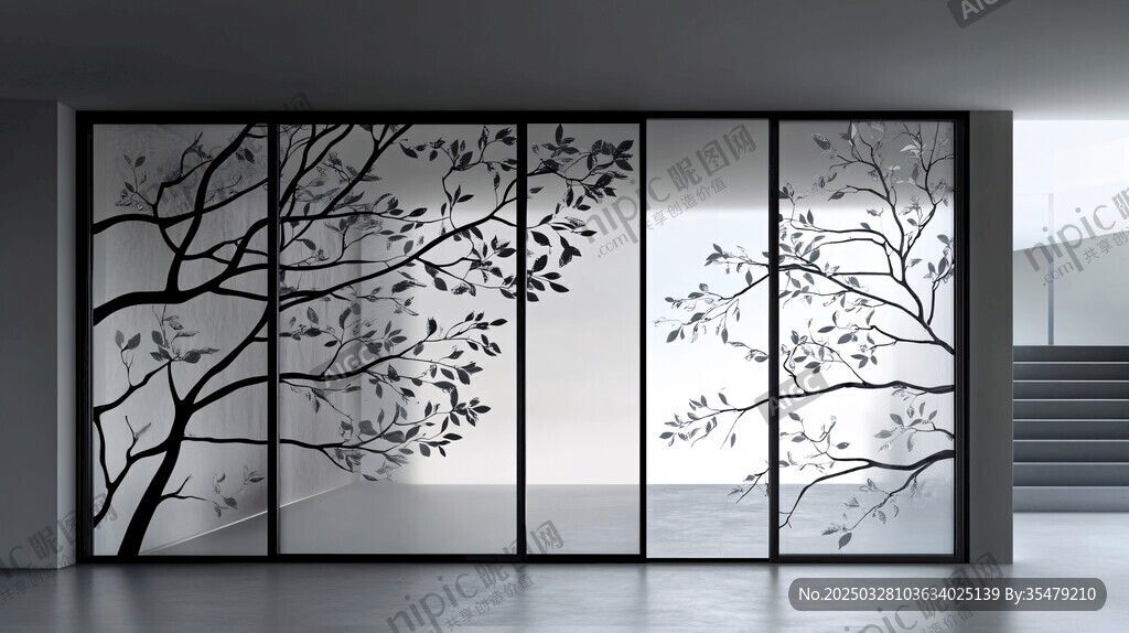 中式花鸟玻璃隔断艺术美