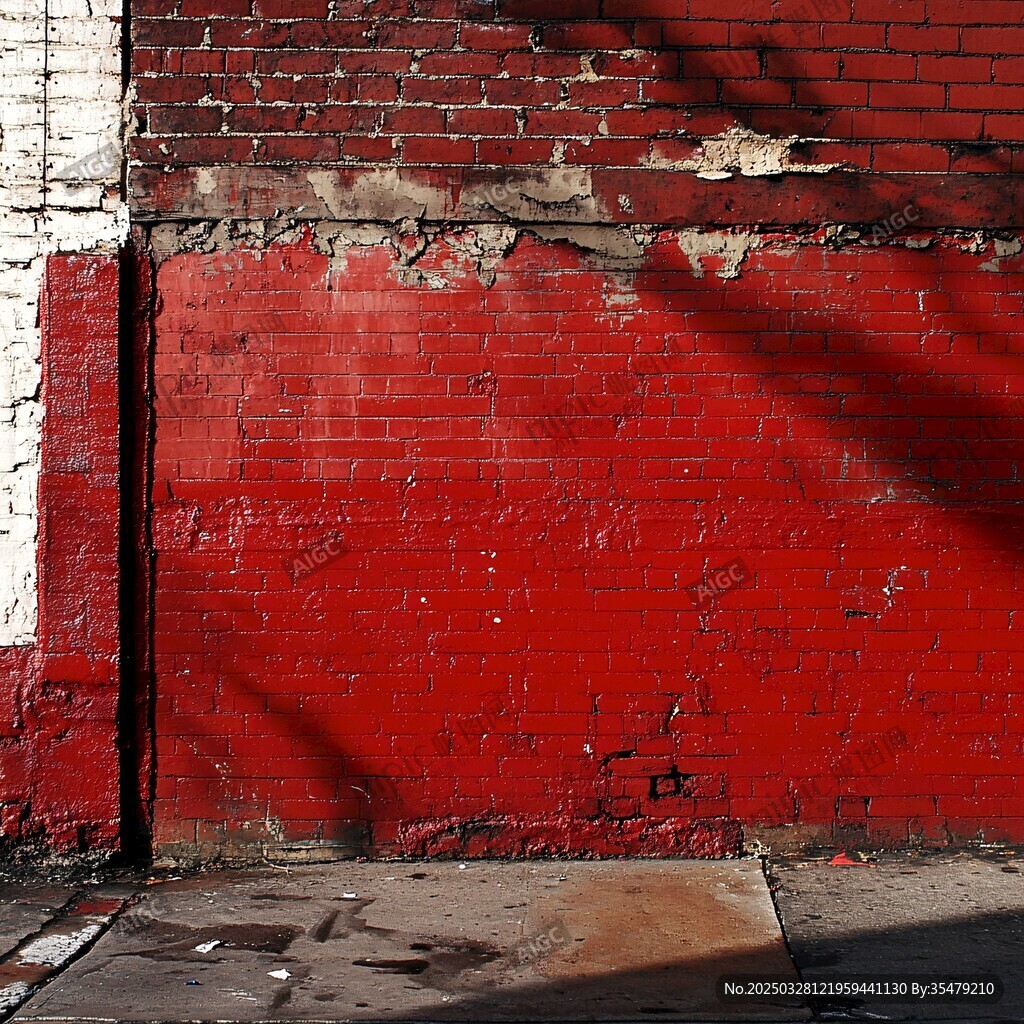 斑驳红砖墙的岁月痕迹