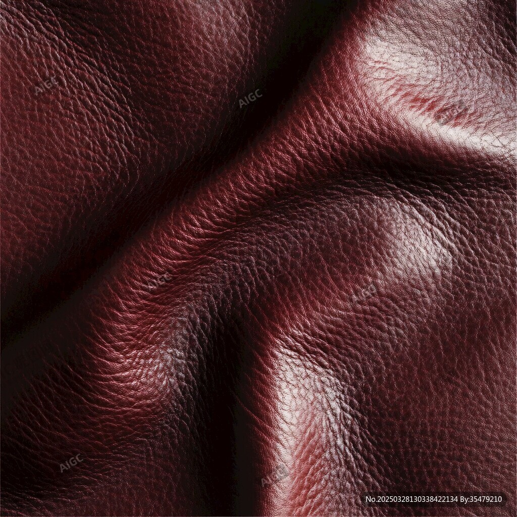 酒红色皮革纹理特写