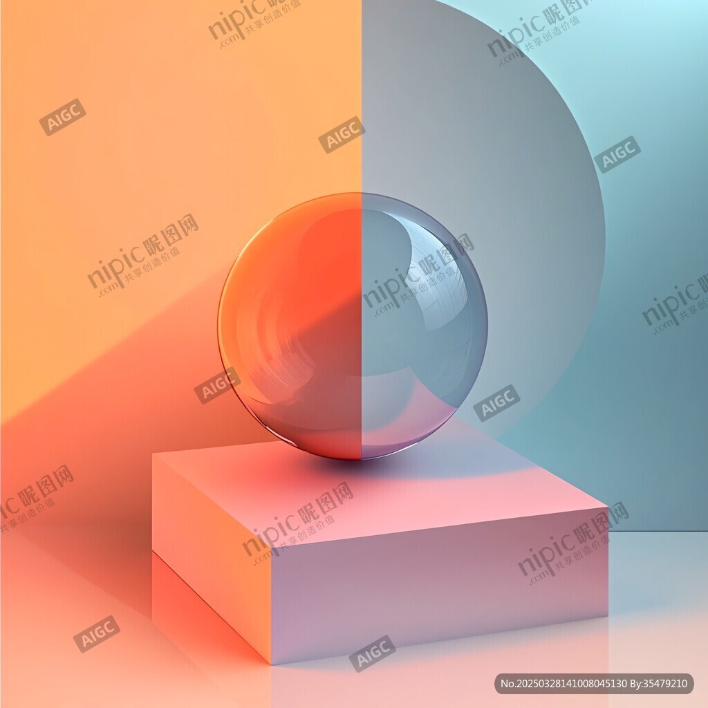 双色几何球体创意立体展示