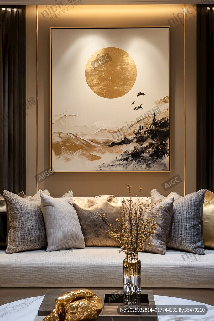 中式客厅 艺术挂画与雅致软装