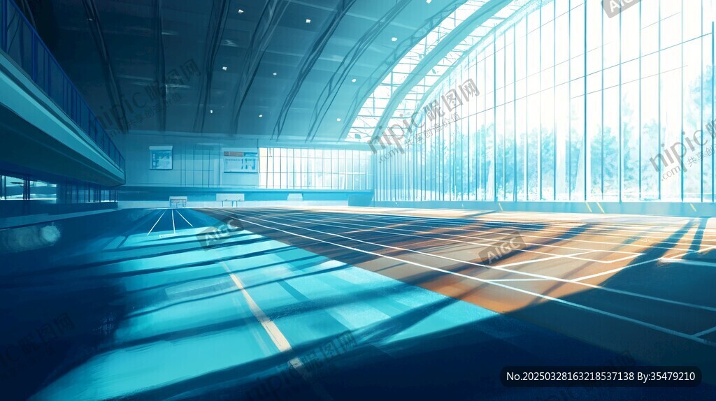 未来感室内空间光影场景