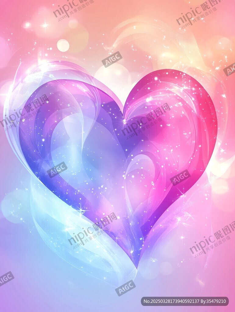 梦幻炫彩爱心背景图