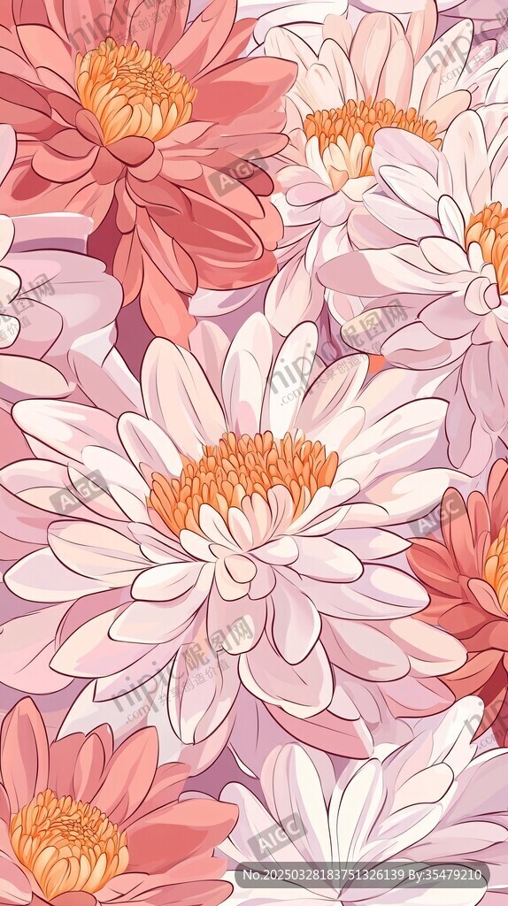 粉色系花卉图案背景