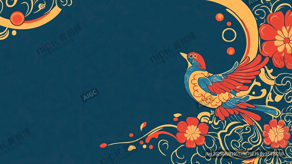 中式花鸟吉祥背景图案