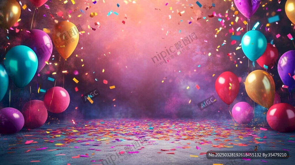 缤纷气球派对梦幻背景