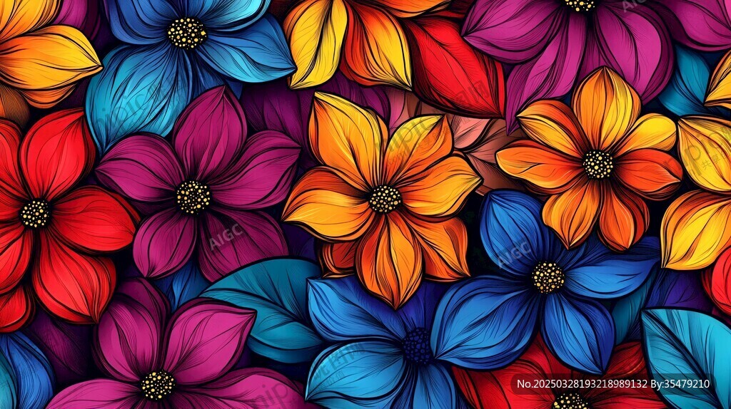 缤纷多彩花卉图案背景