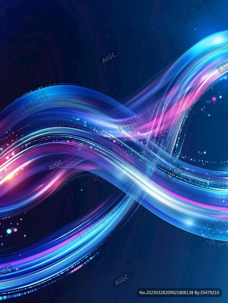 梦幻炫彩流动光线背景图