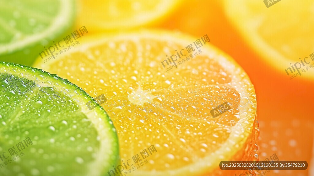 鲜切柑橘类水果特写