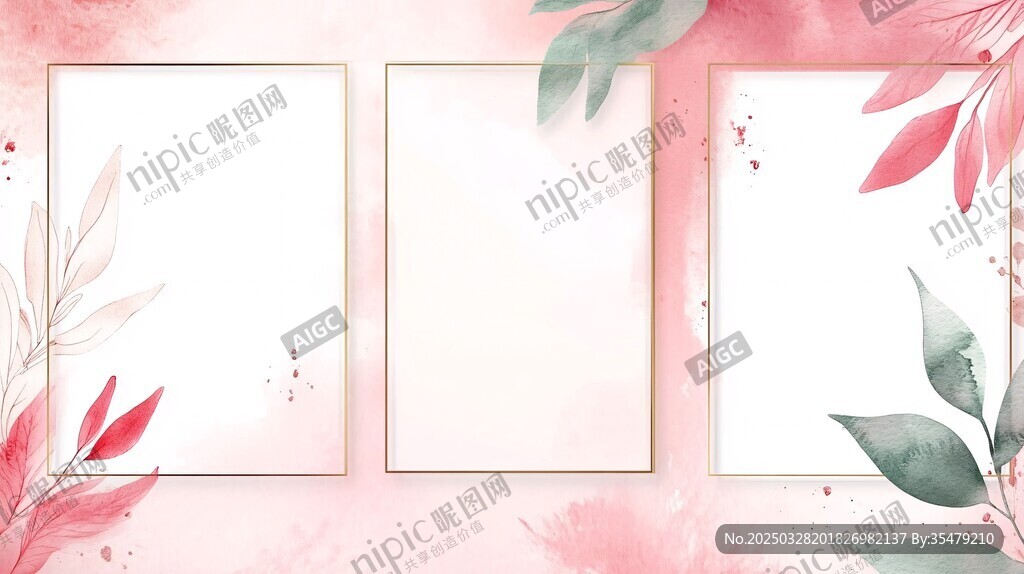 粉色花卉边框背景模板