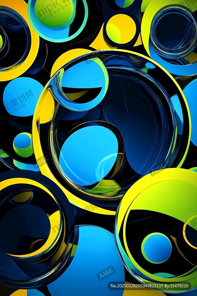 炫彩立体圆环抽象艺术图案