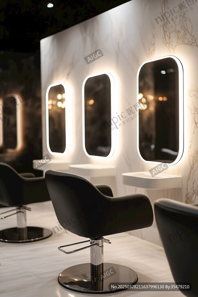 时尚美发店的精致梳妆区