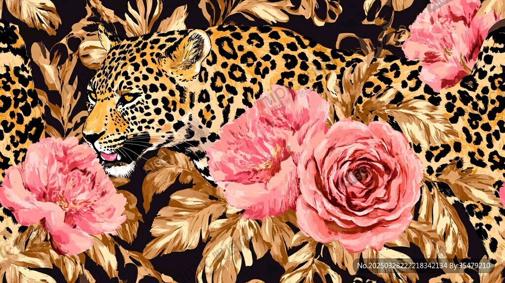 豹与玫瑰奢华图案设计