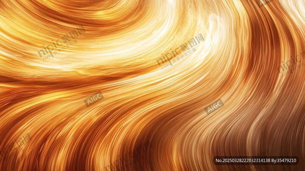 金色飘逸动感波浪发丝