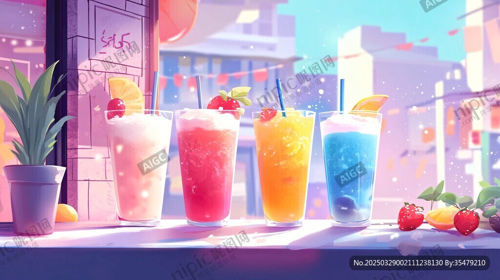 多彩美味果汁的视觉盛宴