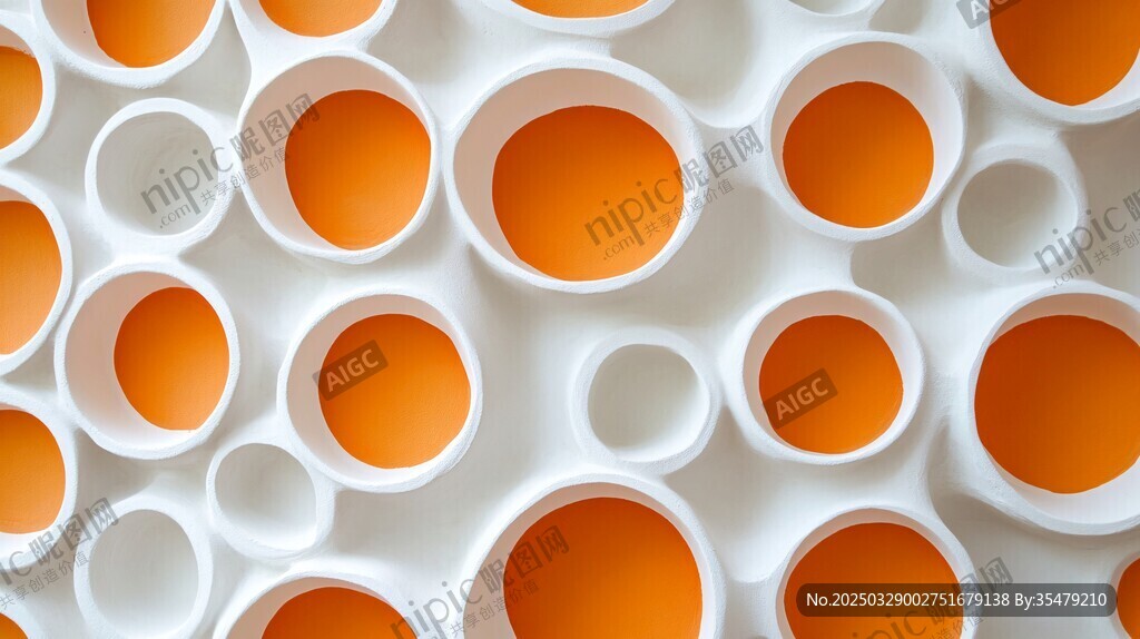 橙白相间圆形几何图案