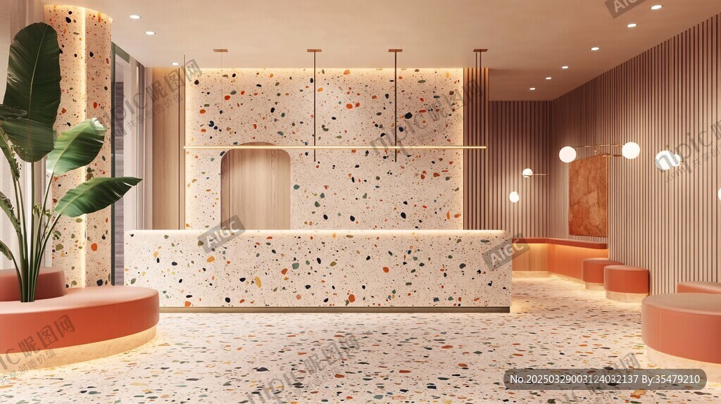 时尚水磨石风格接待大厅