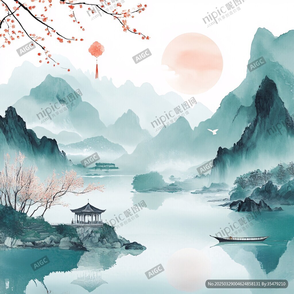 水墨山水间的诗意景致