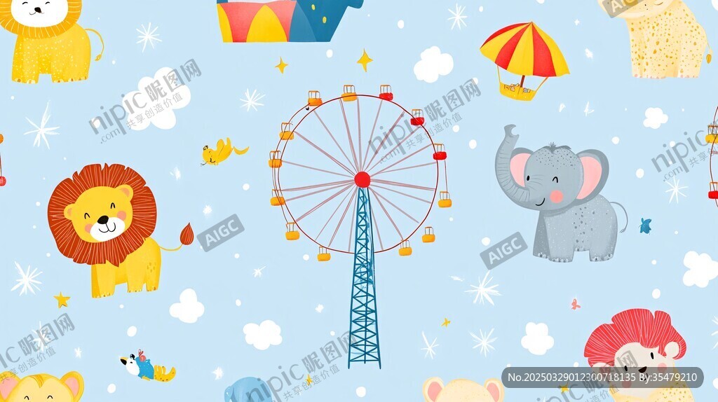 欢乐动物园与摩天轮图案