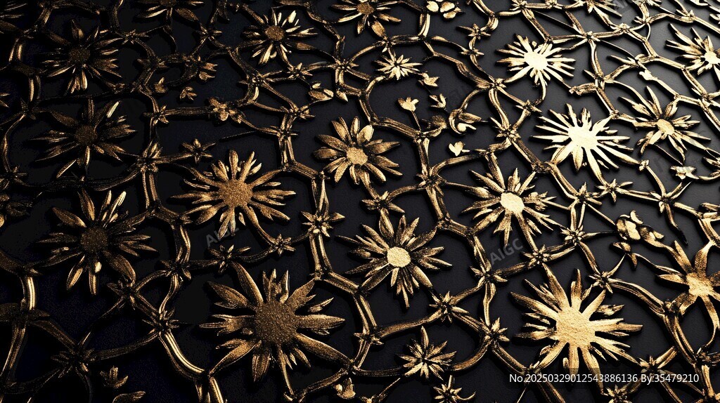 金色星状花纹金属质感图案