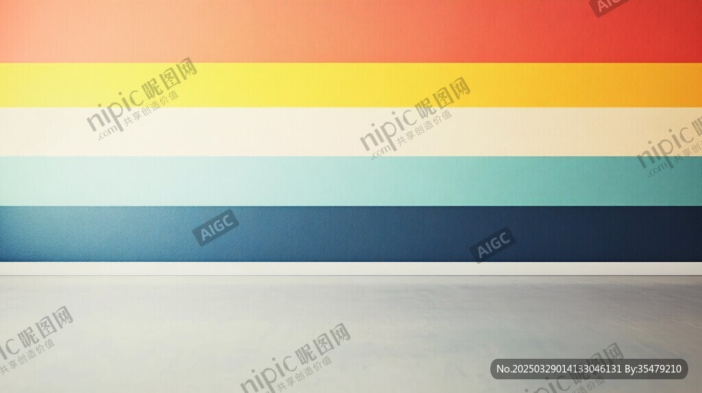 多彩条纹墙面背景空间