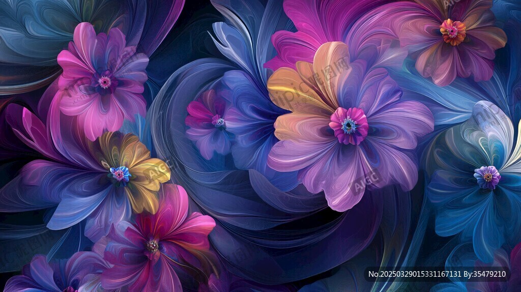 梦幻绚丽花卉图案背景