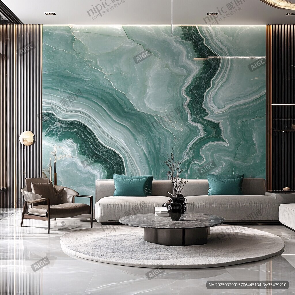 绿纹大理石客厅优雅空间