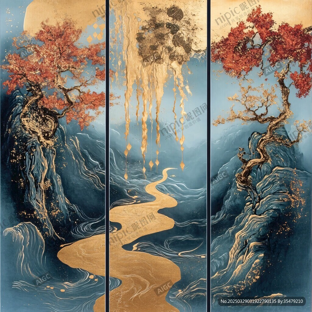 梦幻山水间的奇幻树景