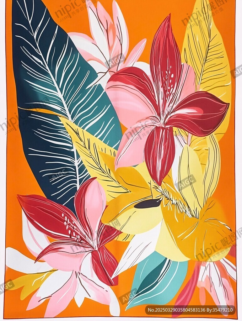 热带花卉图案设计