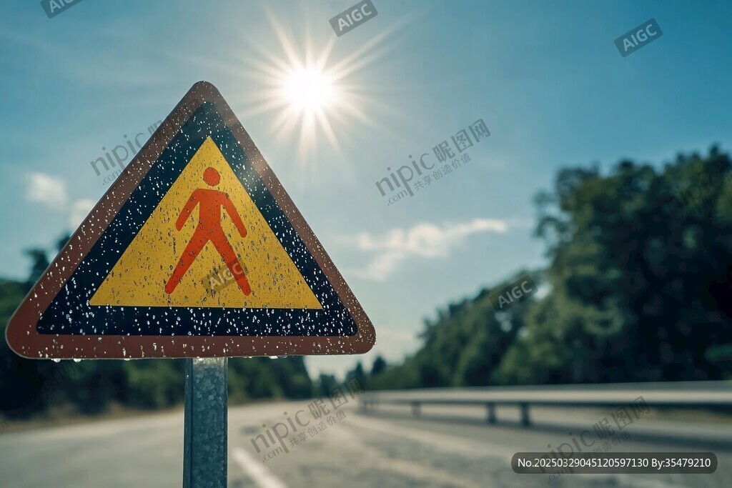 道路行人警示标志
